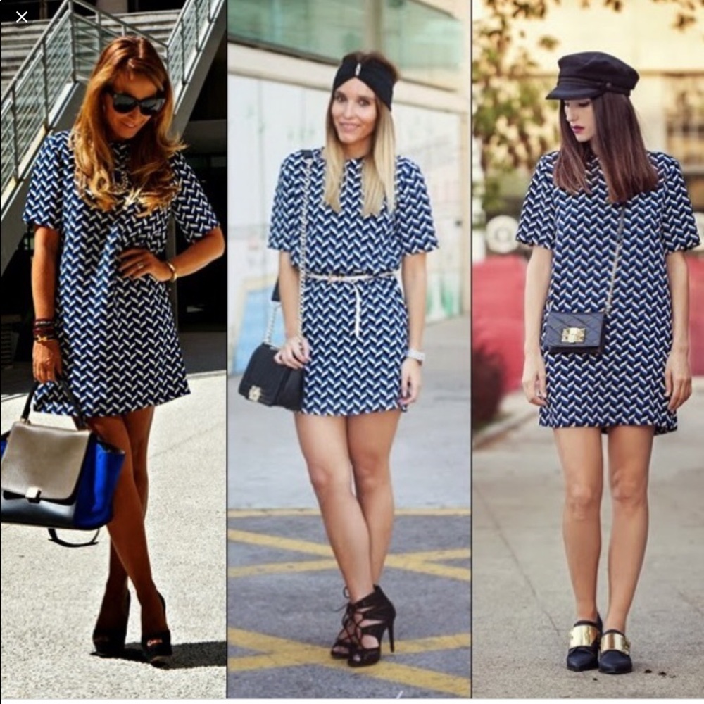 Zara retro chevron geometric print dress